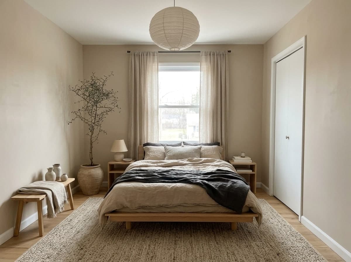 Empty bedroom, Japandi