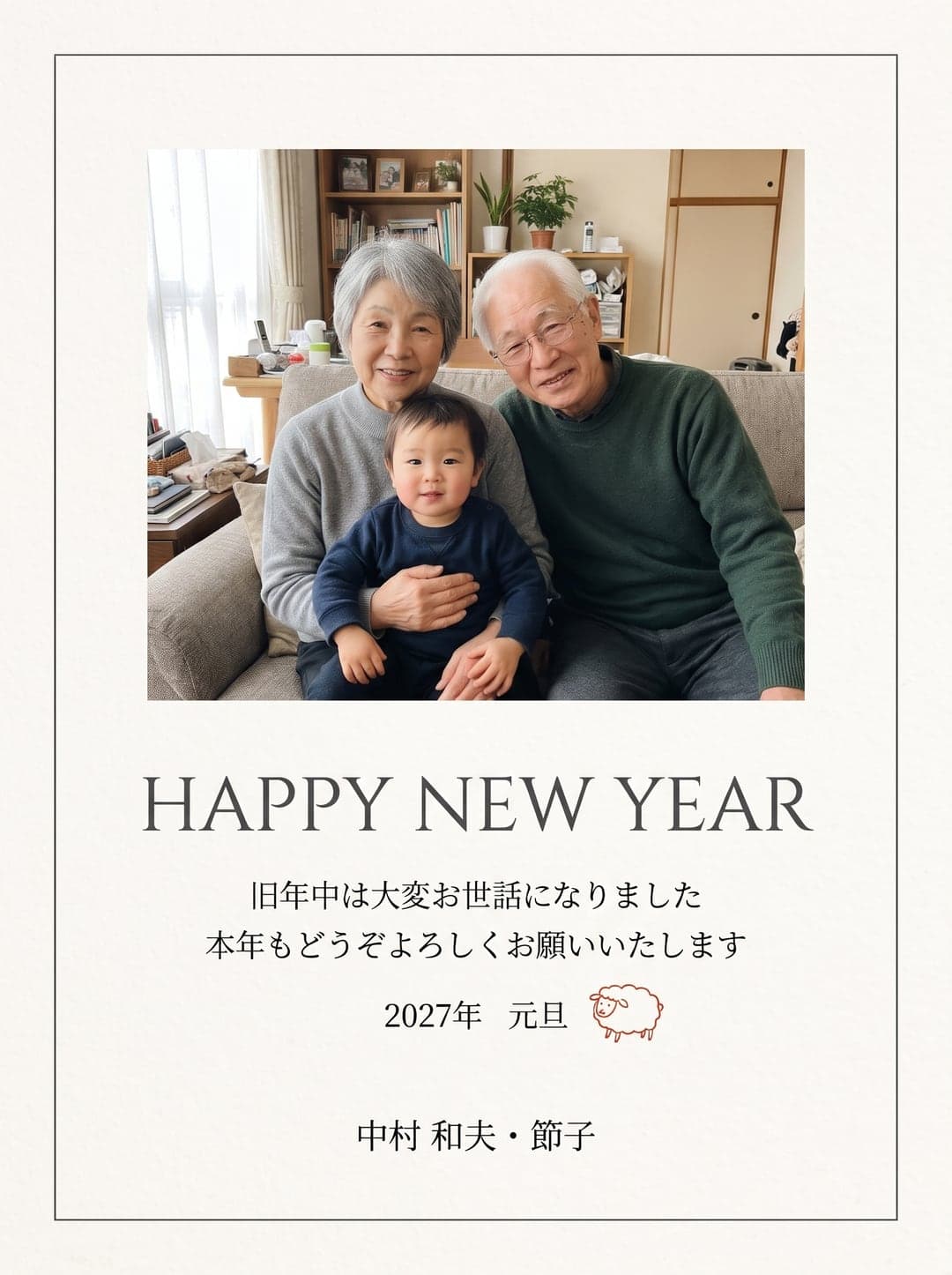 シンプル・祖父母と孫・HAPPY NEW YEAR