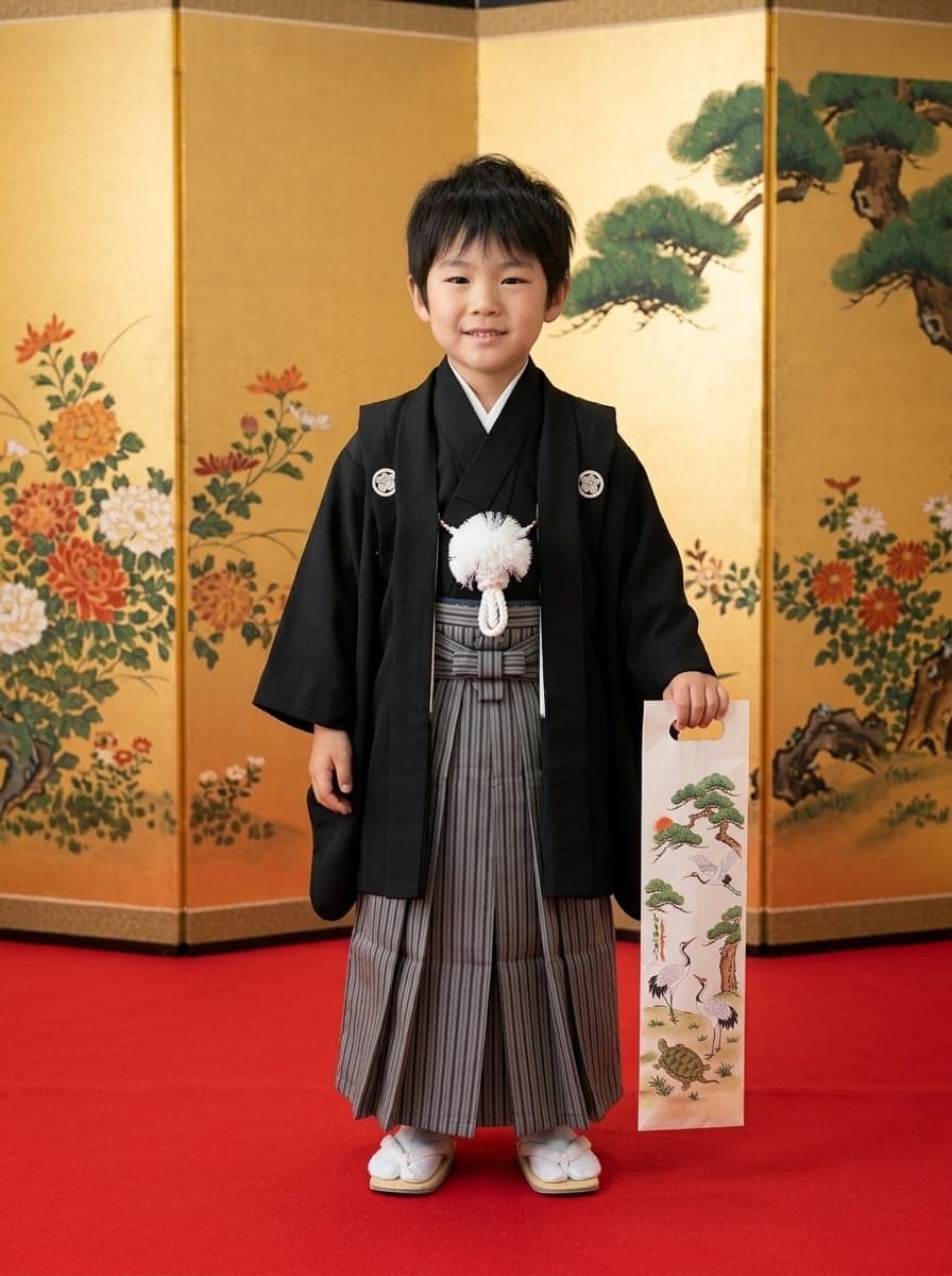 同じ5歳の男の子、写真館で