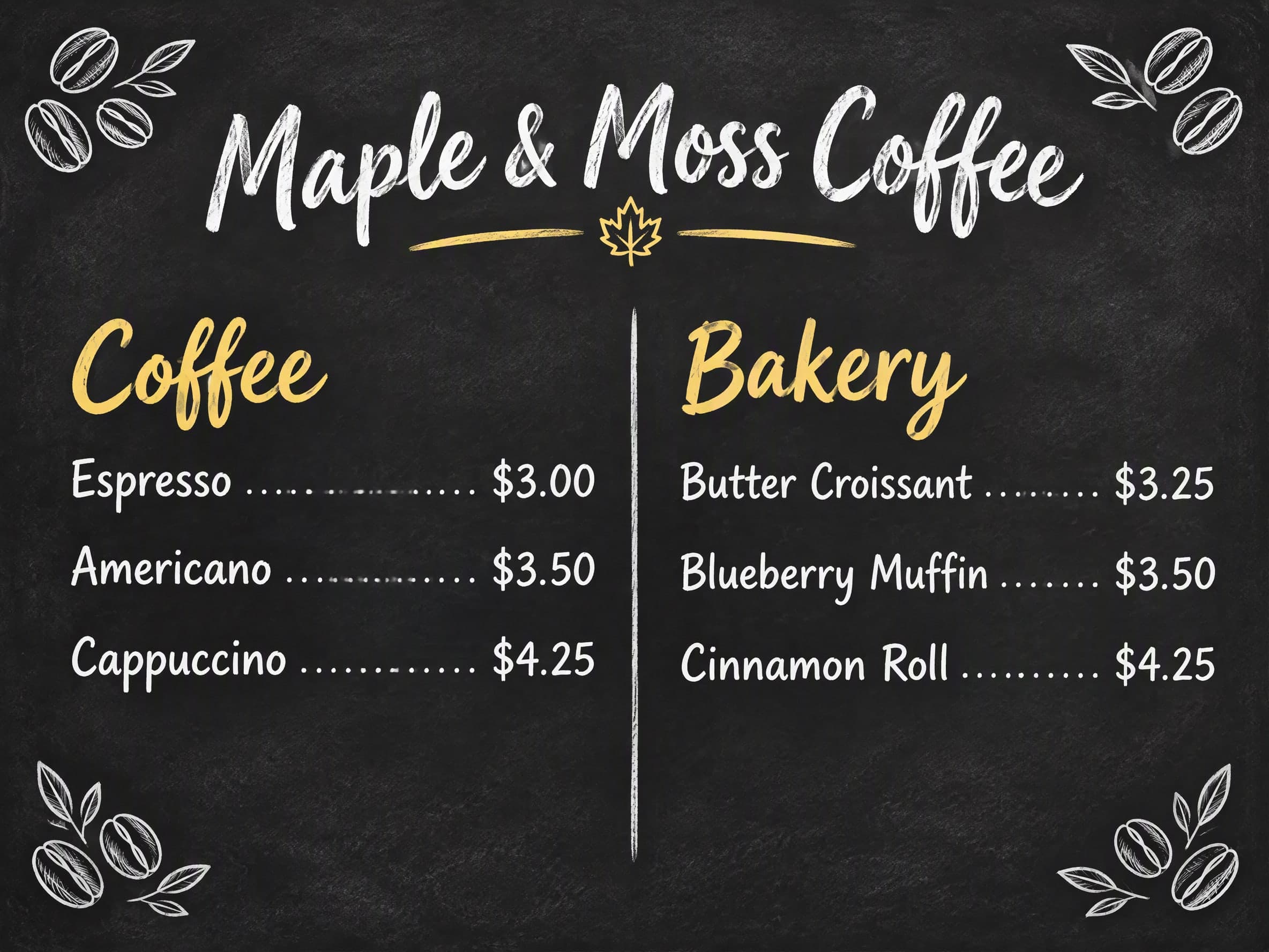 AI Café Menu Board Maker