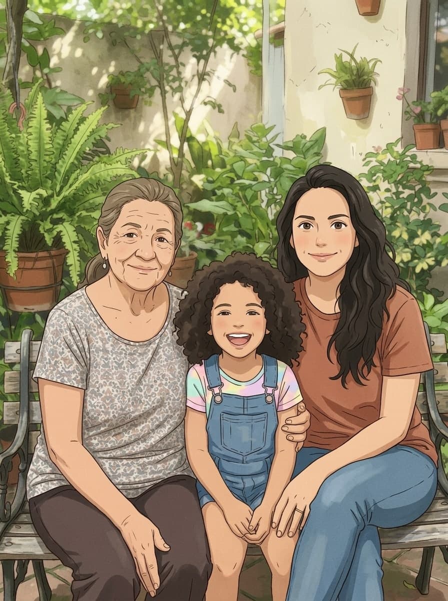 Três gerações em aquarela anime