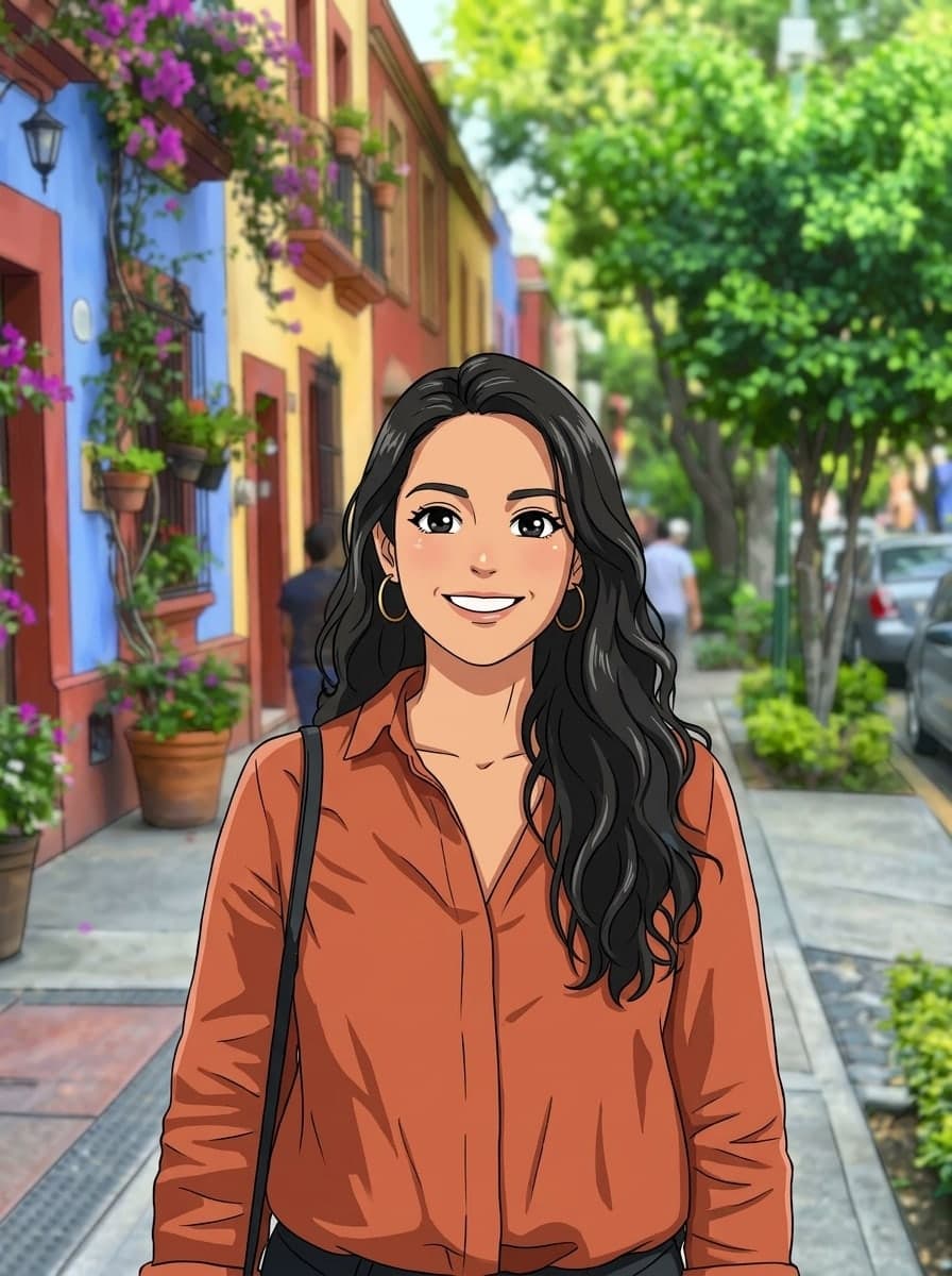 Retrato de rua na Cidade do México em anime