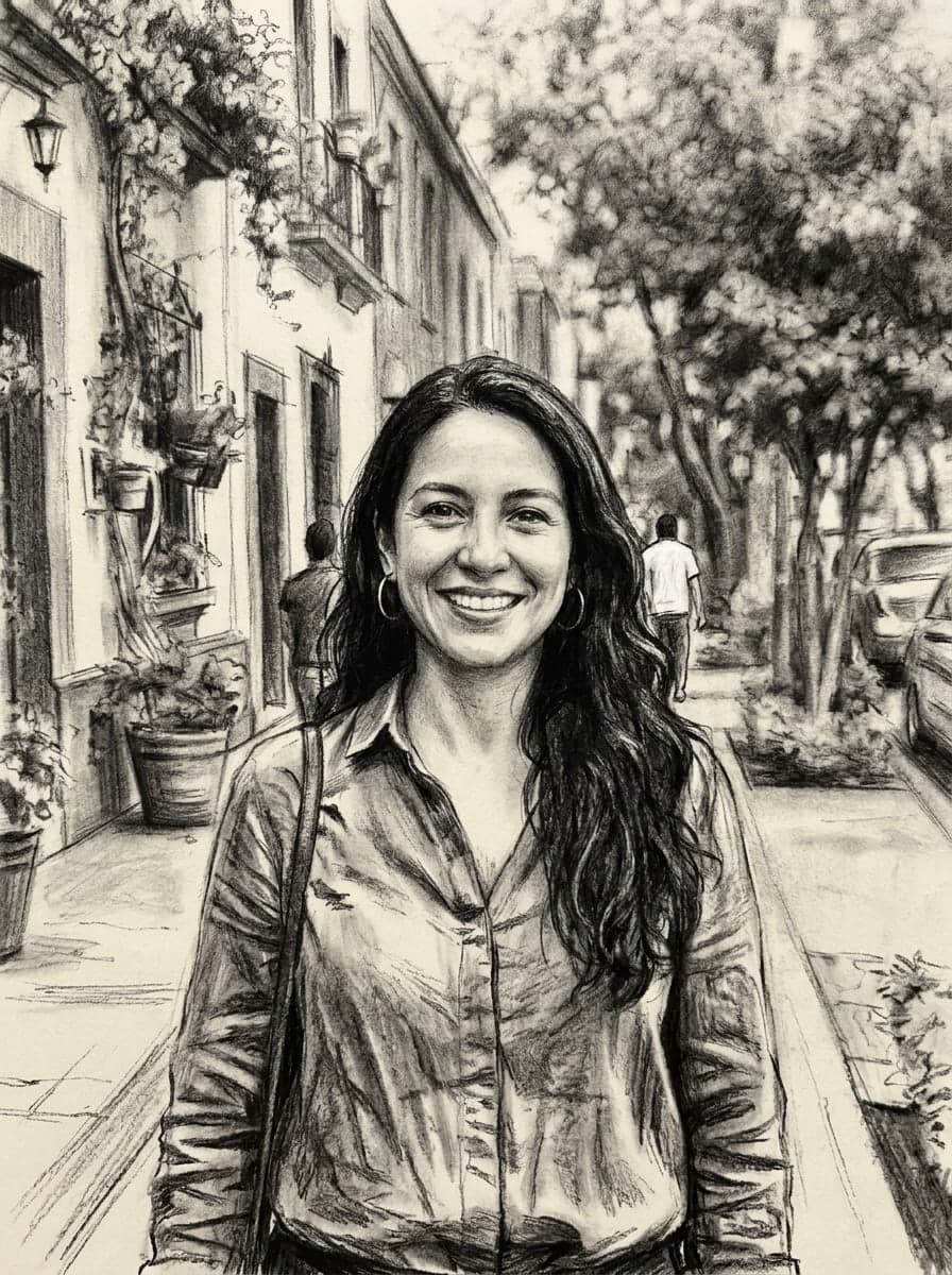 Retrato na rua em carvão