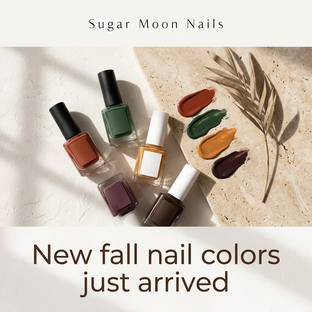 New item: “Sugar Moon Nails” · “New fall nail colors just arrived”