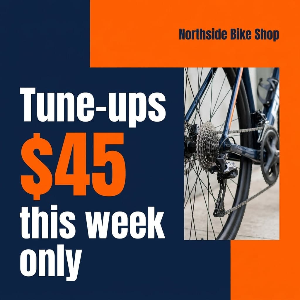 Sale: “Northside Bike Shop” · “Tune-ups $45 this week only”