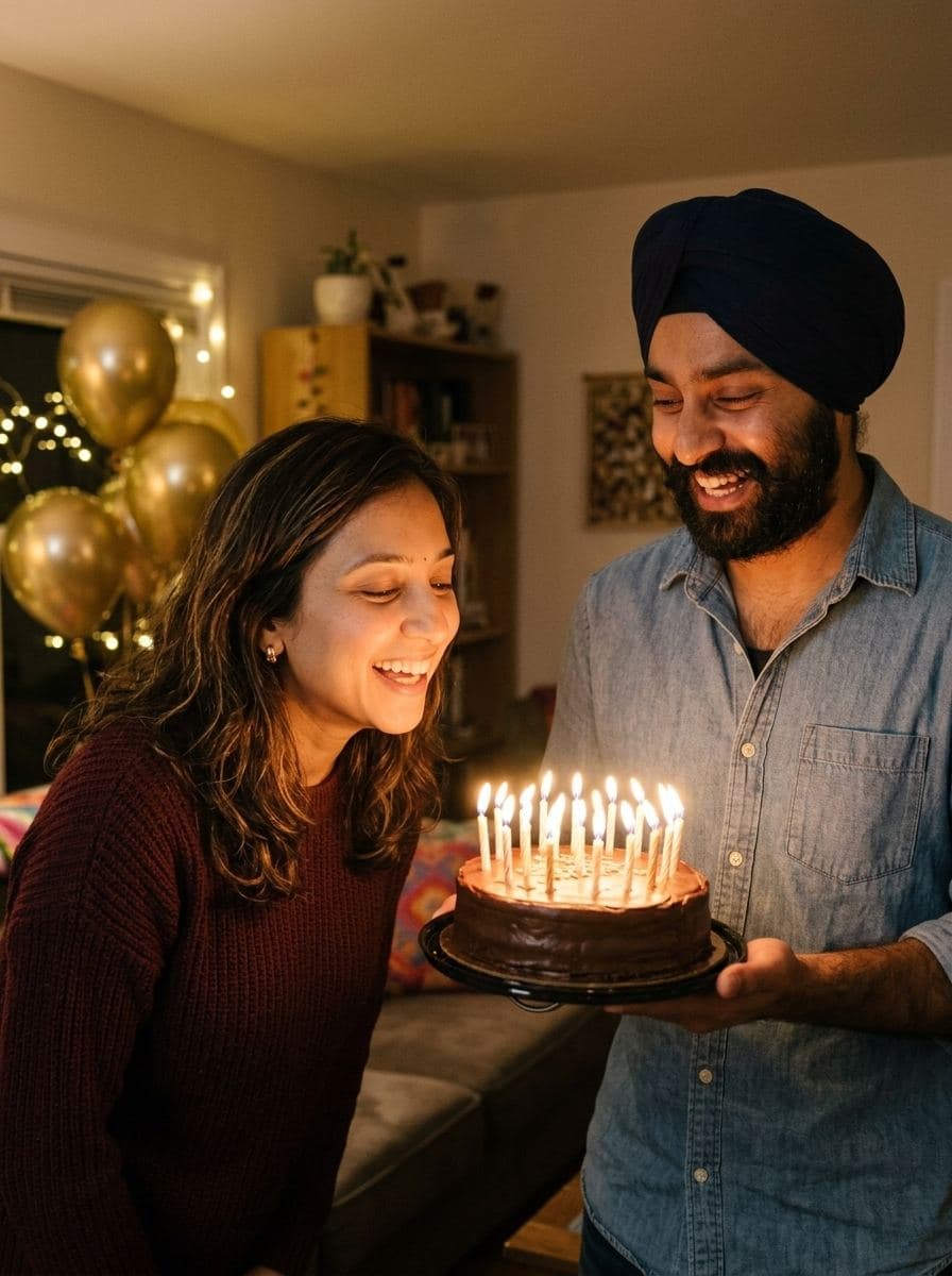 Birthday surprise with candles