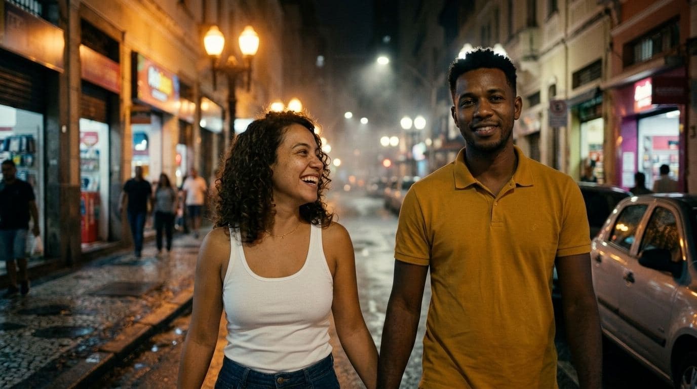 Cinematic night walk after the rain