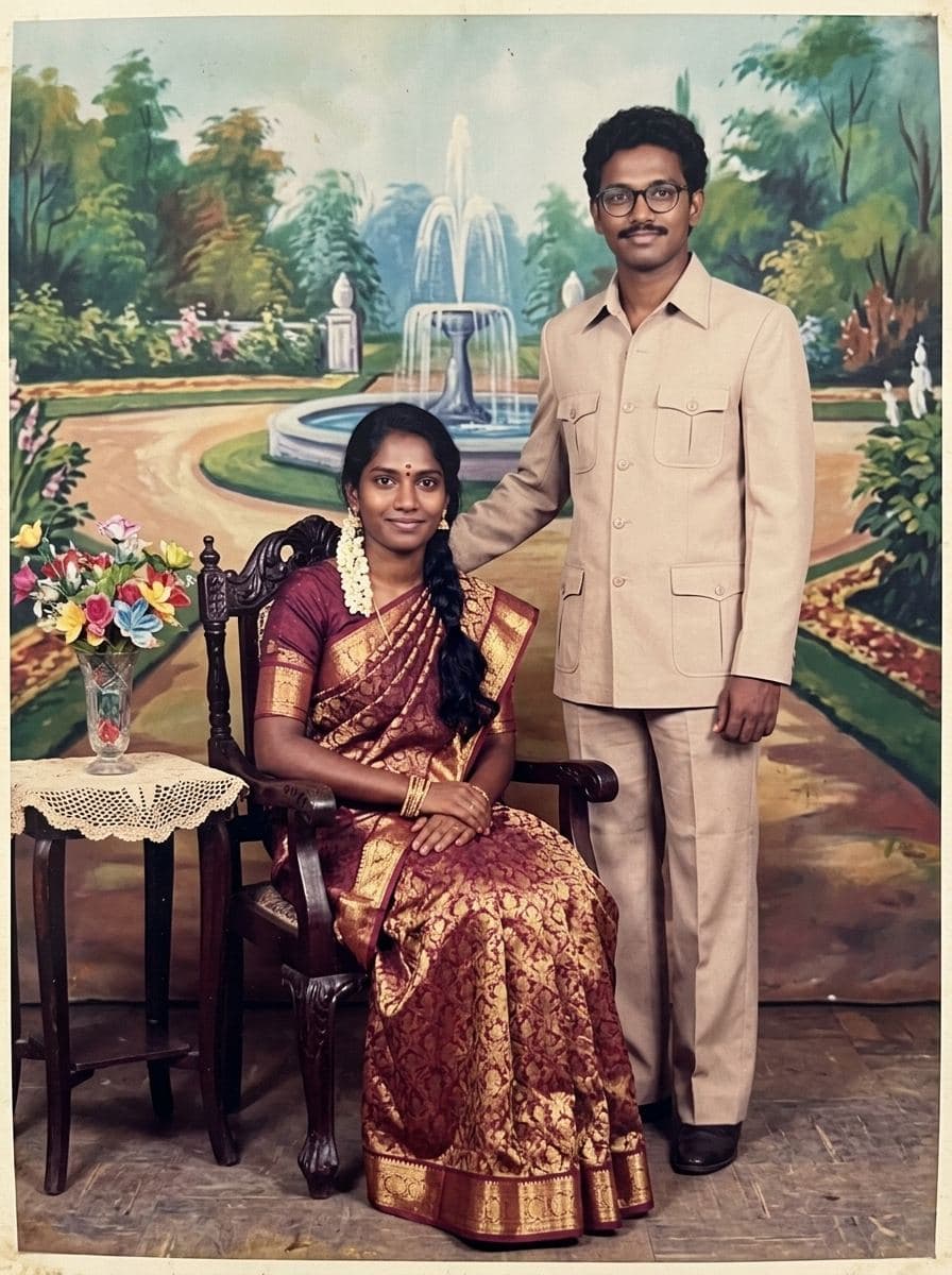 1980s Indian photo studio portrait