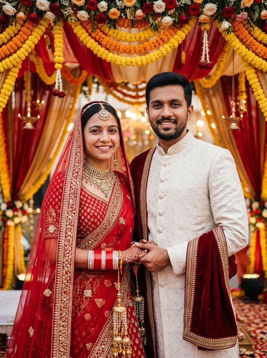 Wedding portrait at the mandap