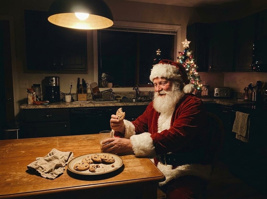 Kitchen table, Santa eats the cookies