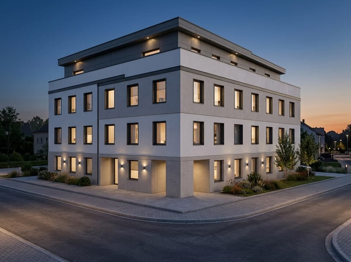 Massing model to dusk render