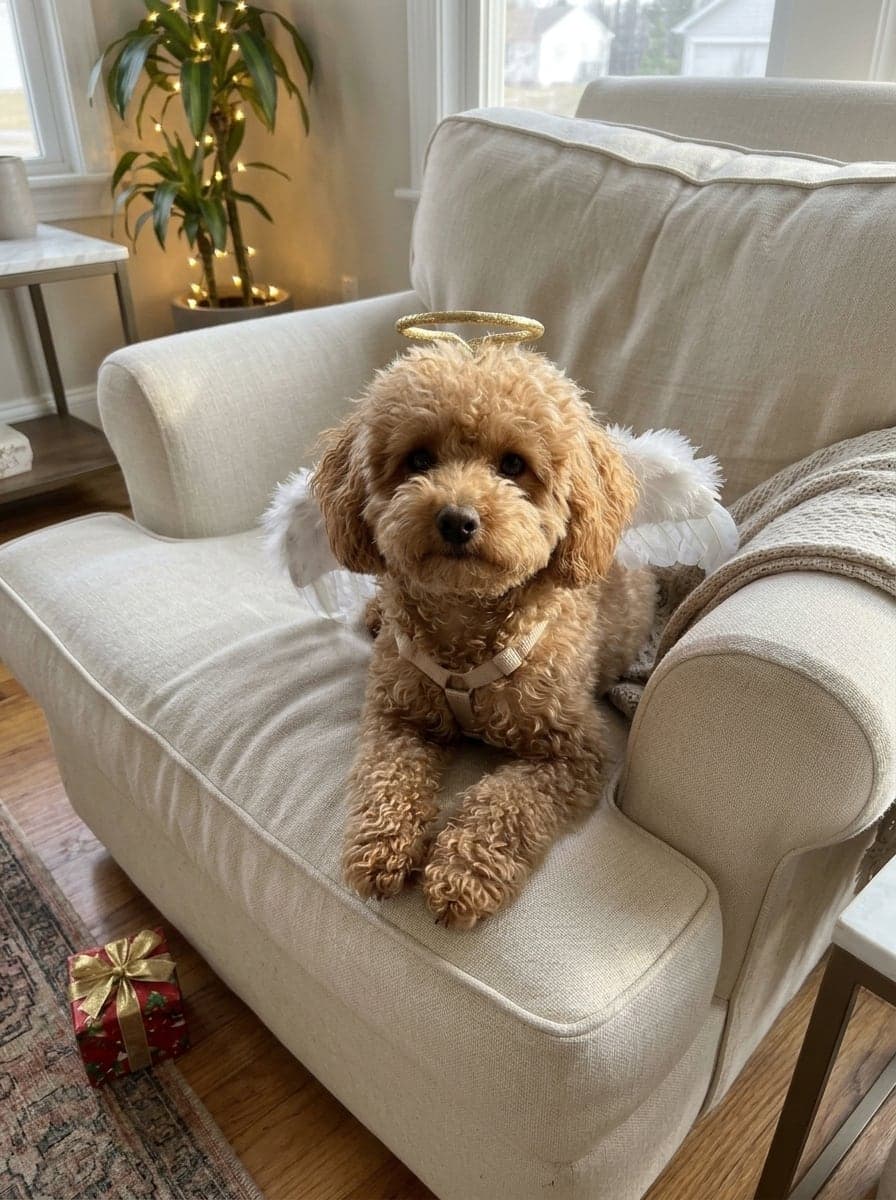 Toy poodle as an angel