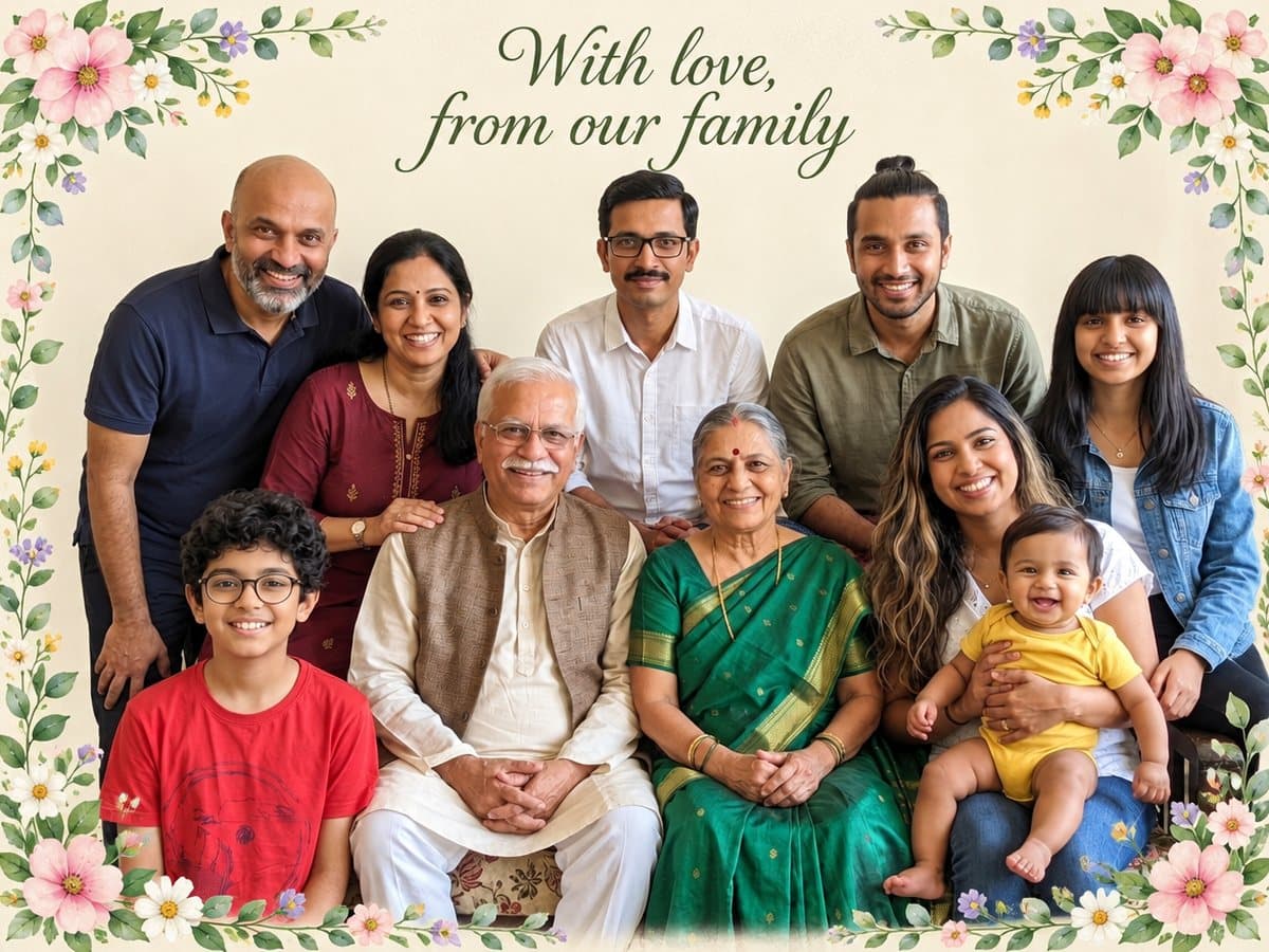 Family card with the baby, 10 people