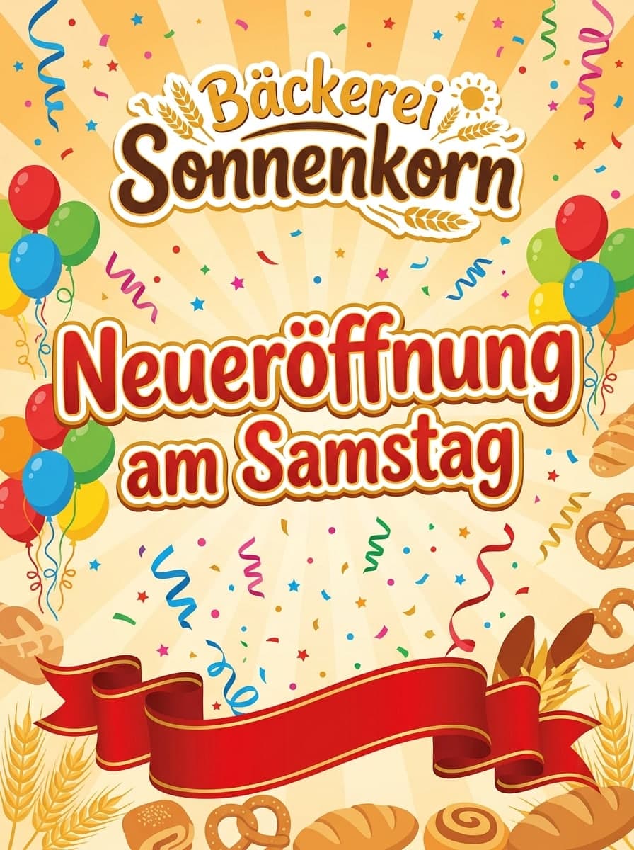 Neueröffnung: „Bäckerei Sonnenkorn“ · „Neueröffnung am Samstag“