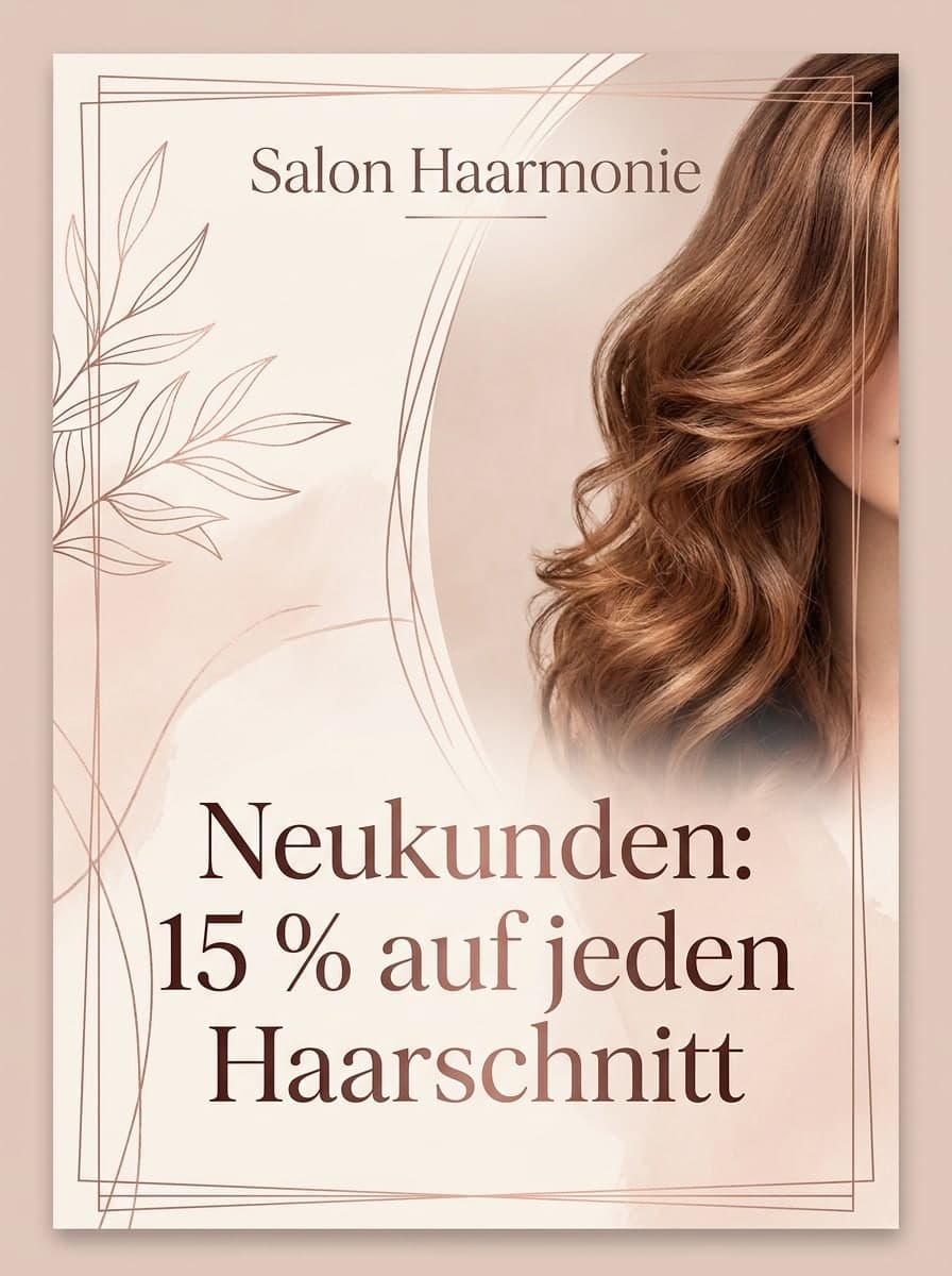 Nagel- und Friseursalon: „Salon Haarmonie“ · „Neukunden: 15 % auf jeden Haarschnitt“