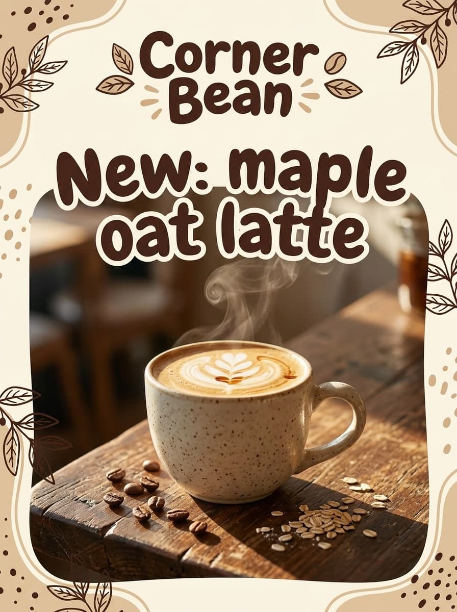 Café new item: “Corner Bean” · “New: maple oat latte”
