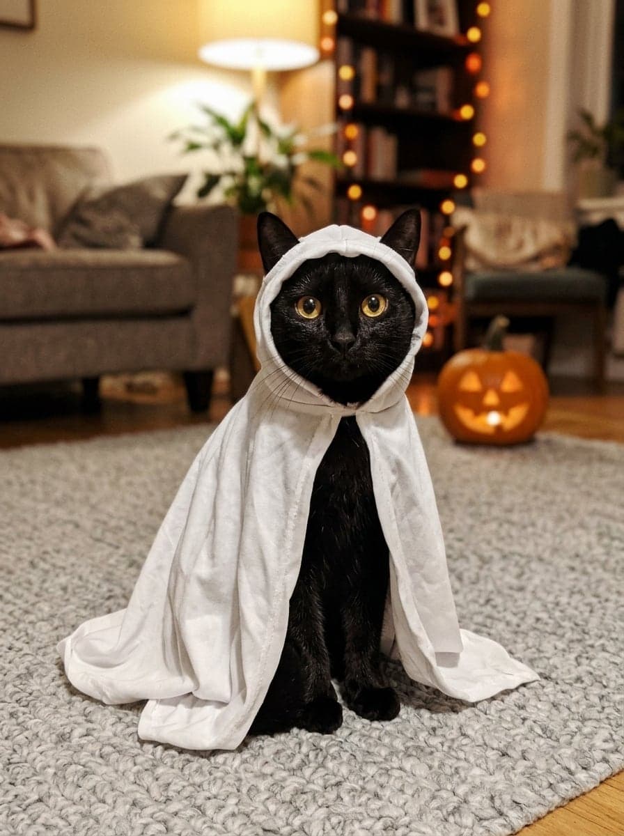 Black cat as a ghost
