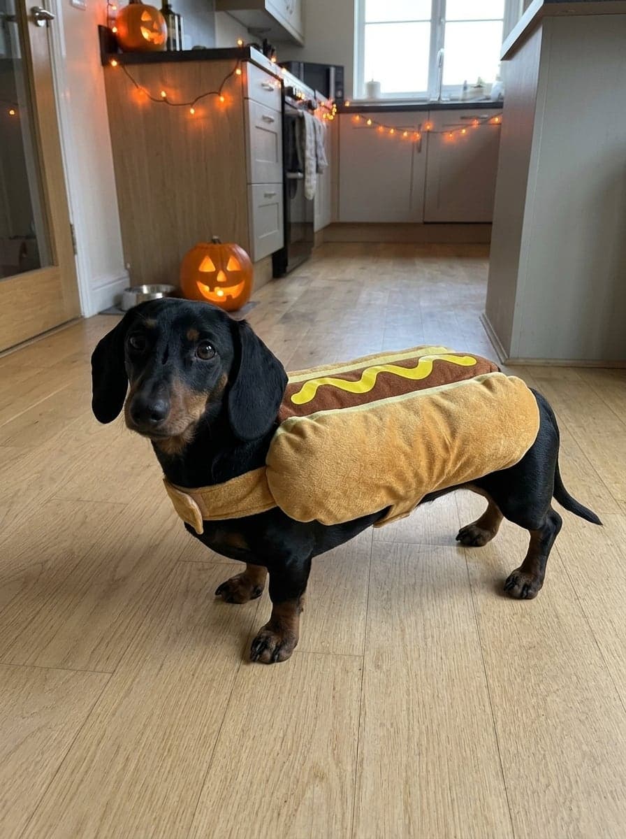 Dachshund as a hot dog
