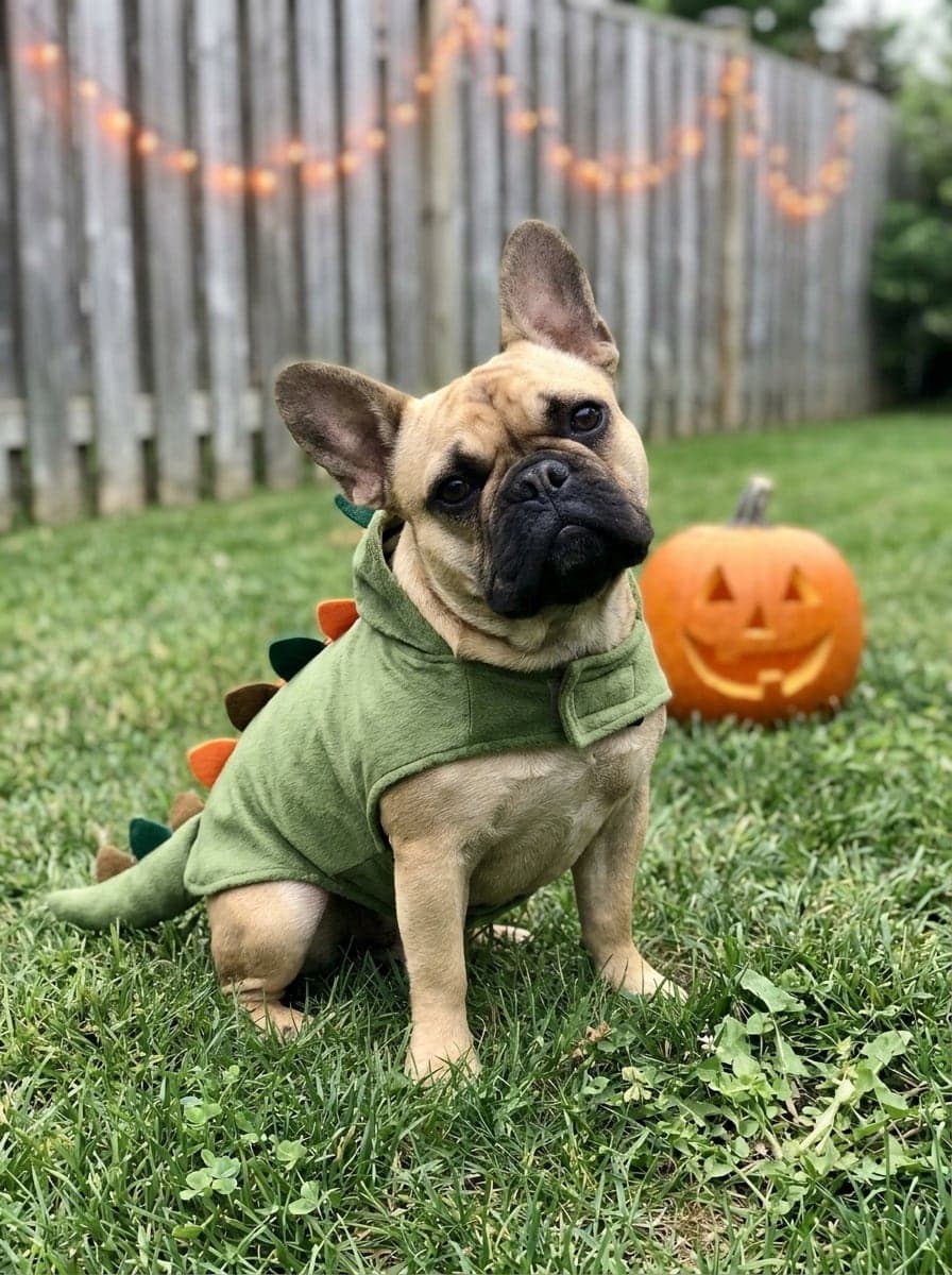 French bulldog as a dinosaur