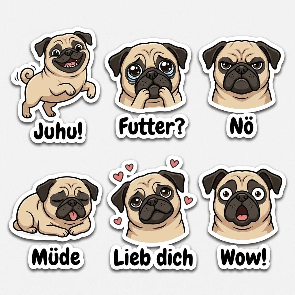 Stickerbogen Mops