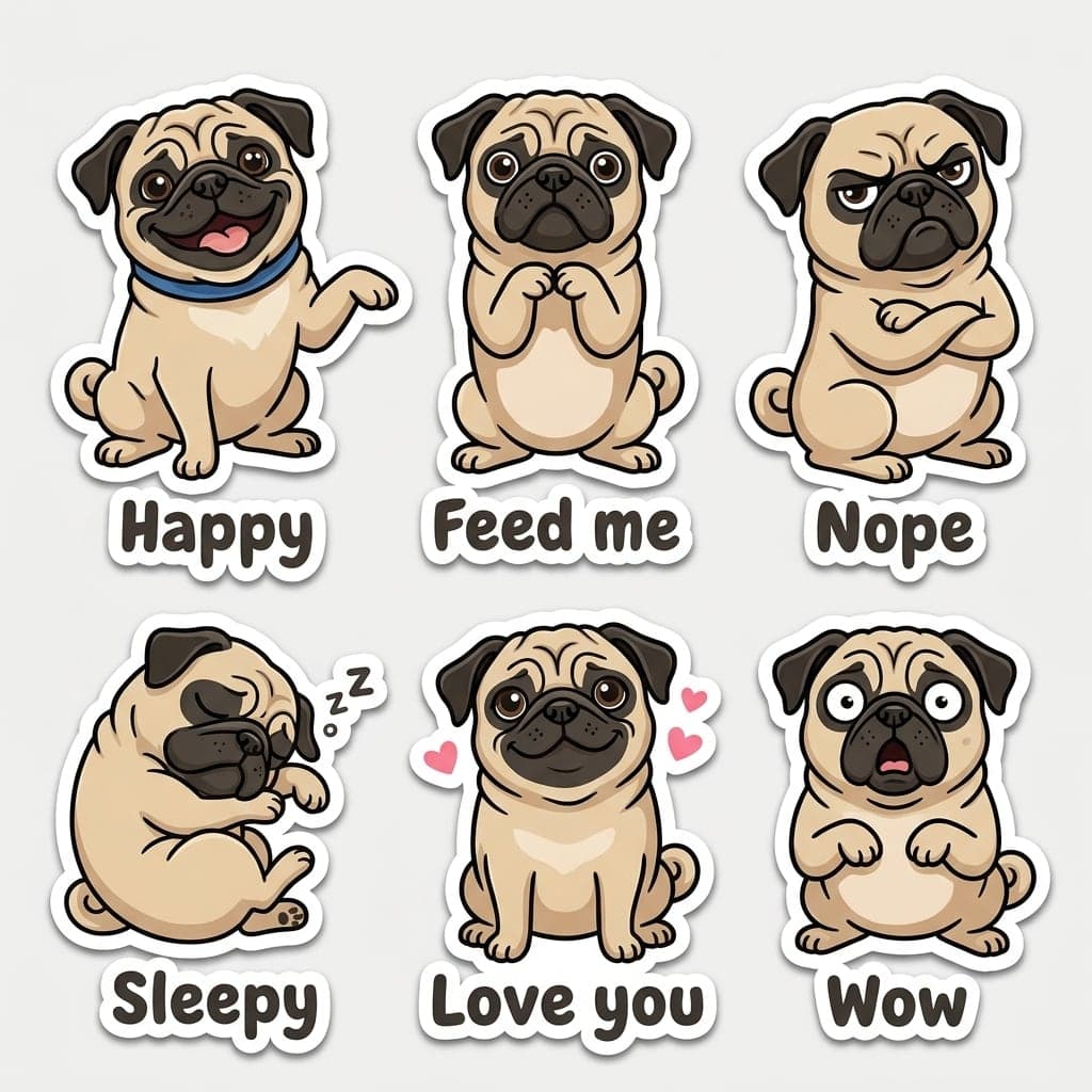 Pug sticker sheet
