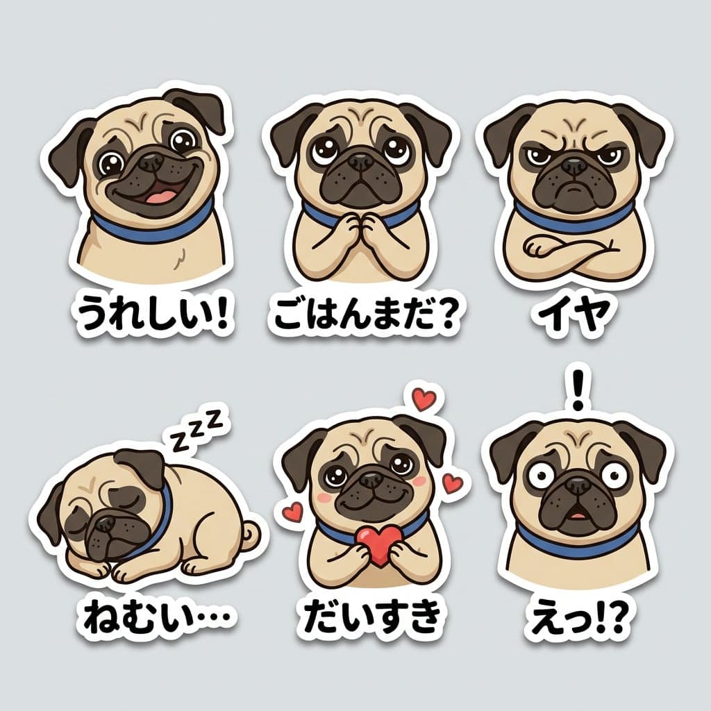 パグのステッカーシート