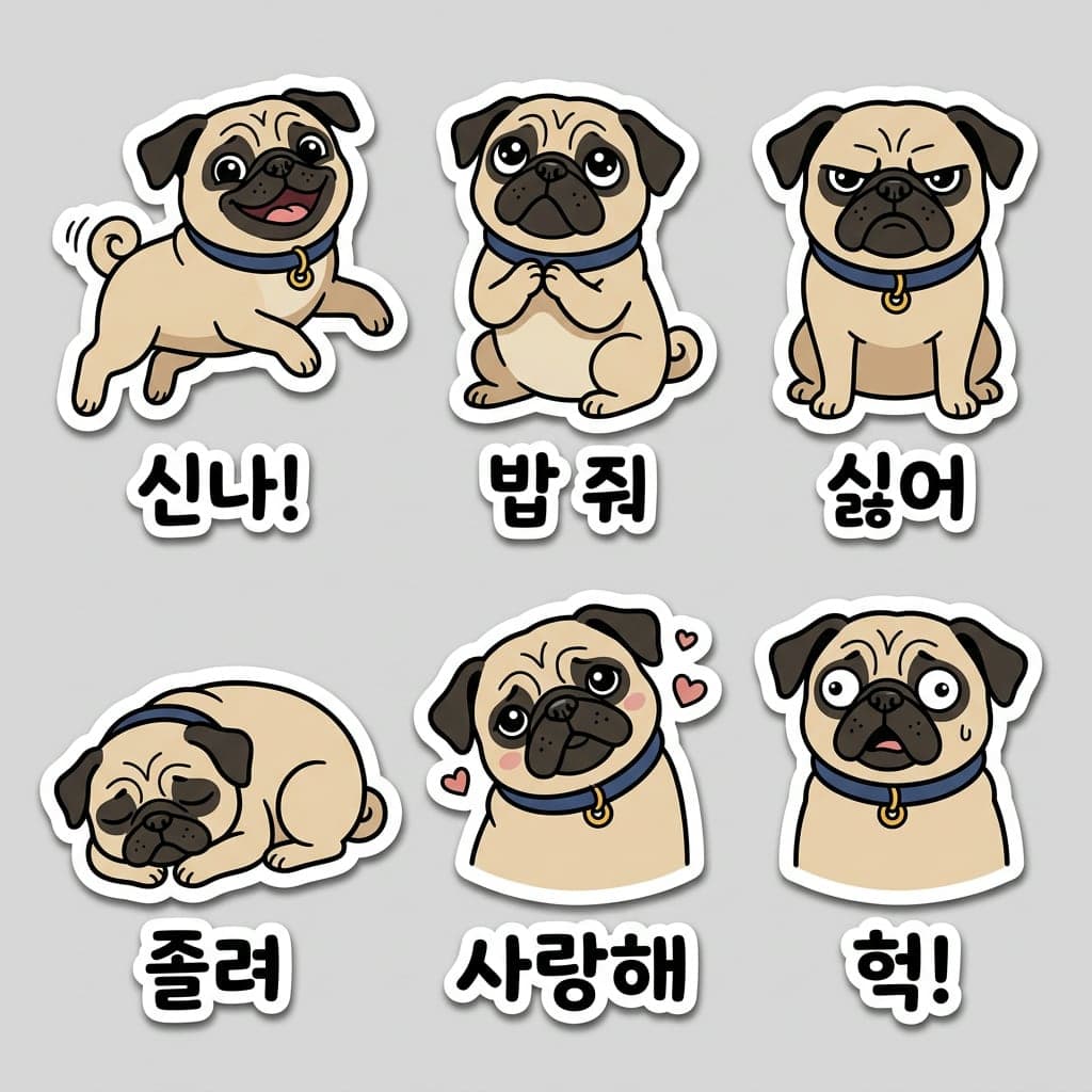 퍼그 스티커 시트