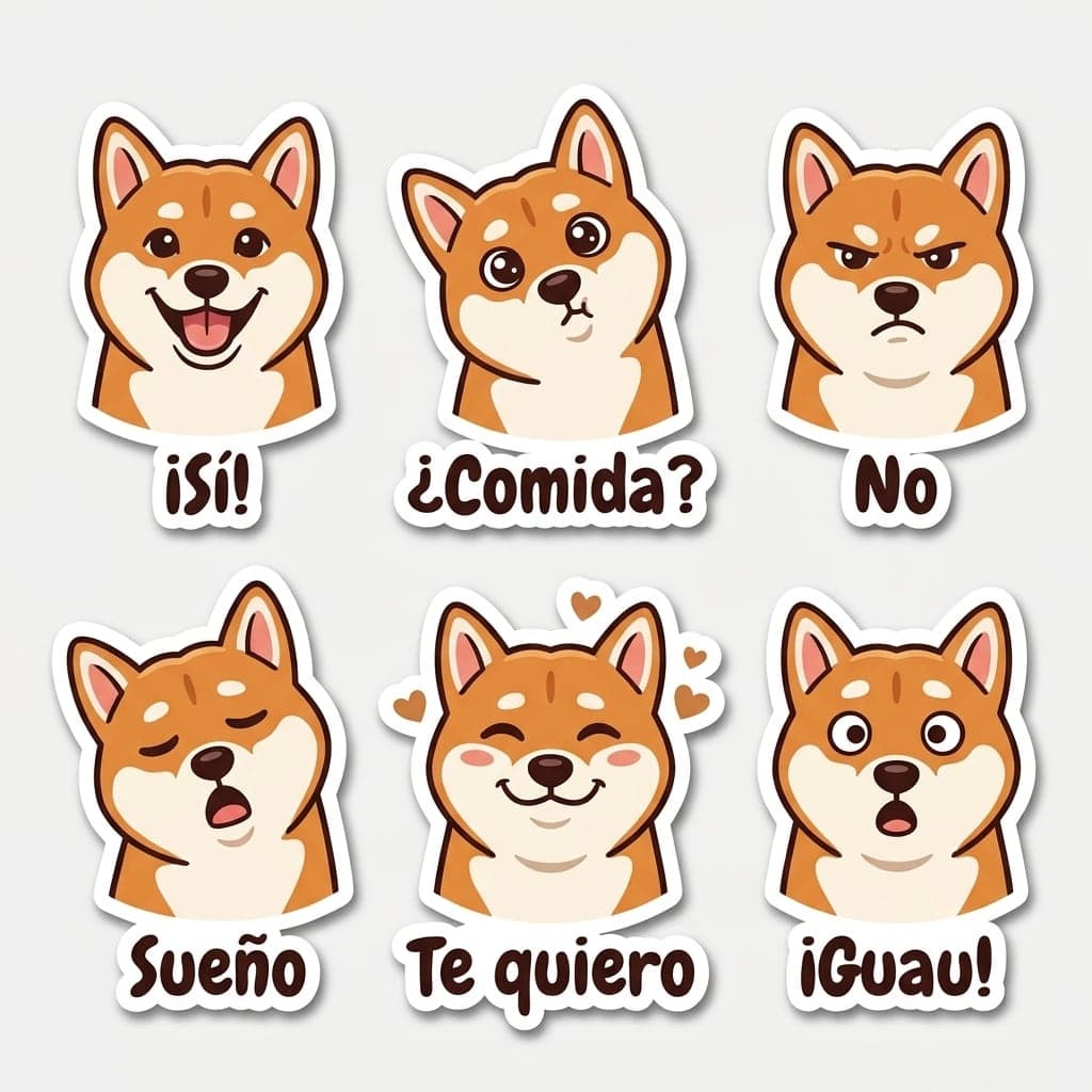 Hoja de stickers de shiba inu