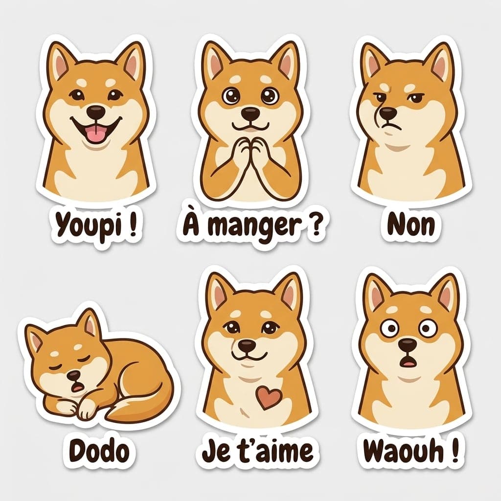Planche de stickers shiba inu