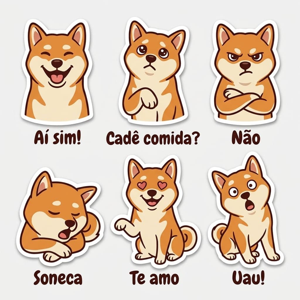 Cartela de figurinhas de shiba inu