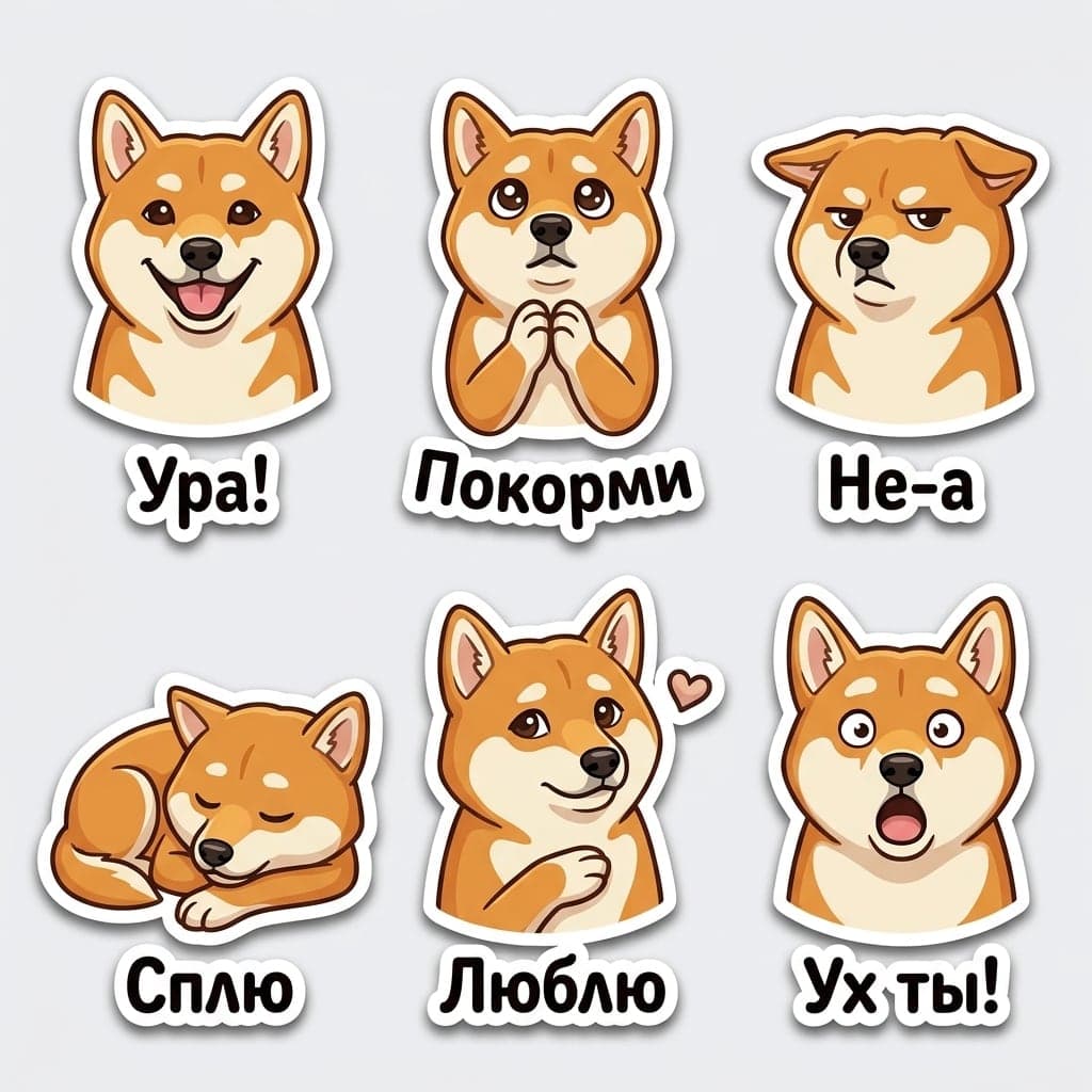 Стикеры с сиба-ину