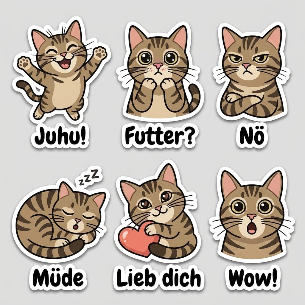 Stickerbogen getigerte Katze