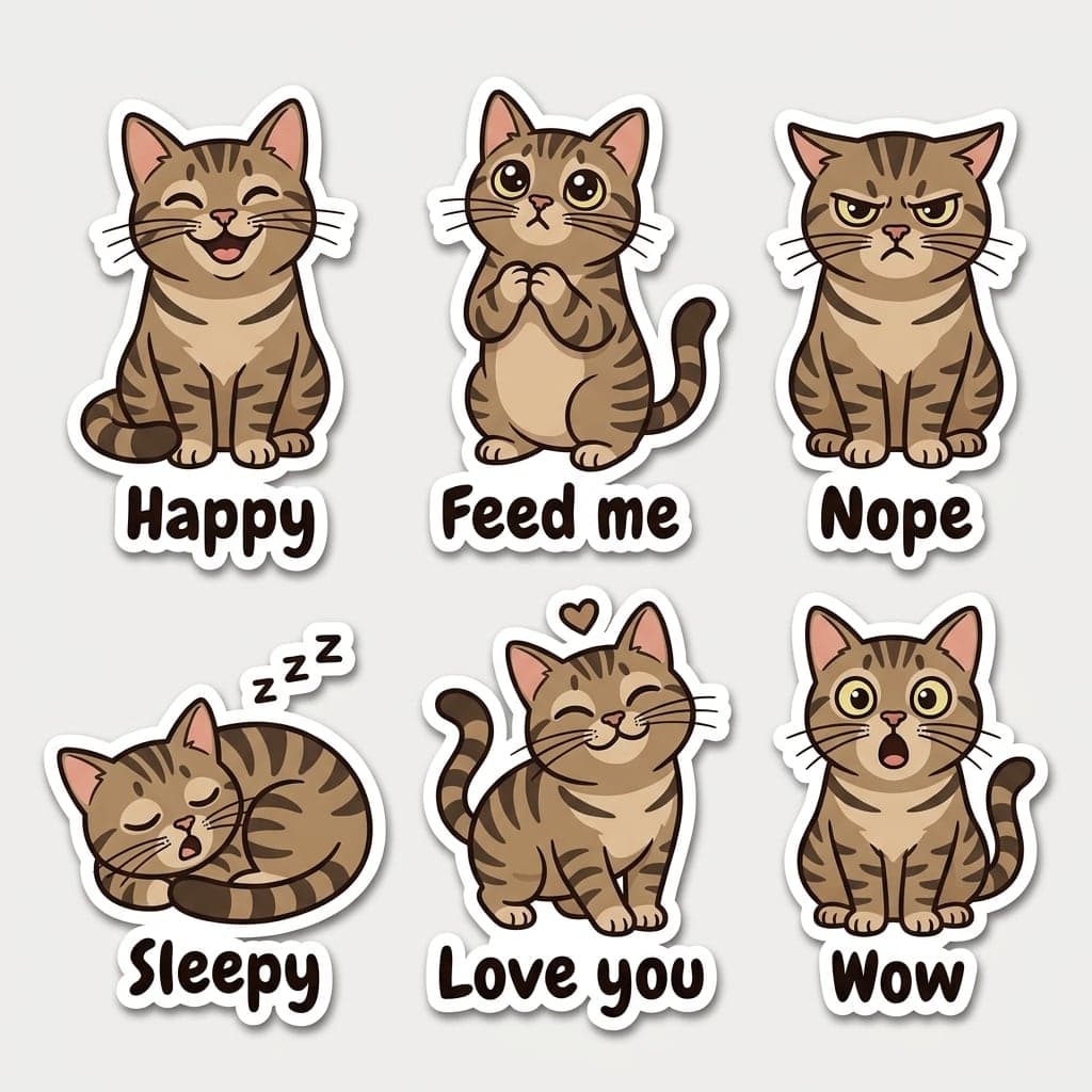Tabby cat sticker sheet