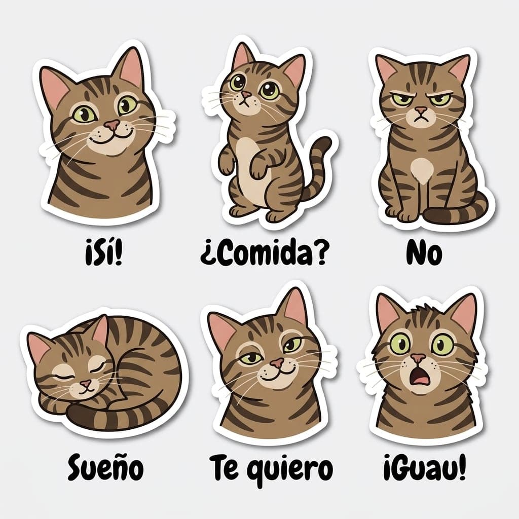 Hoja de stickers de gato atigrado