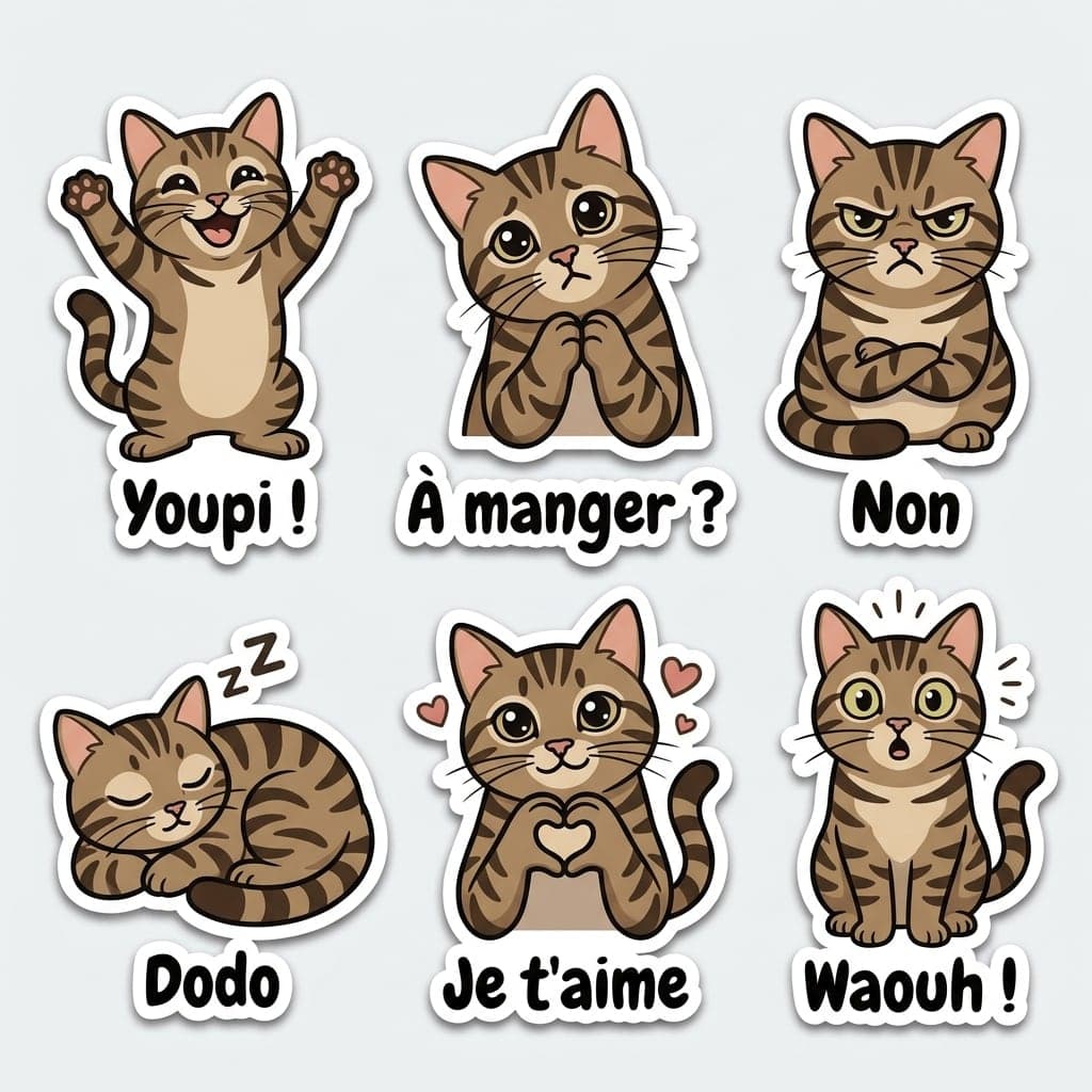 Planche de stickers chat tigré