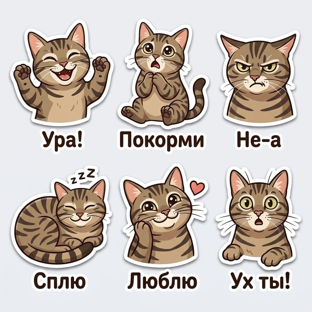 Стикеры с полосатым котом