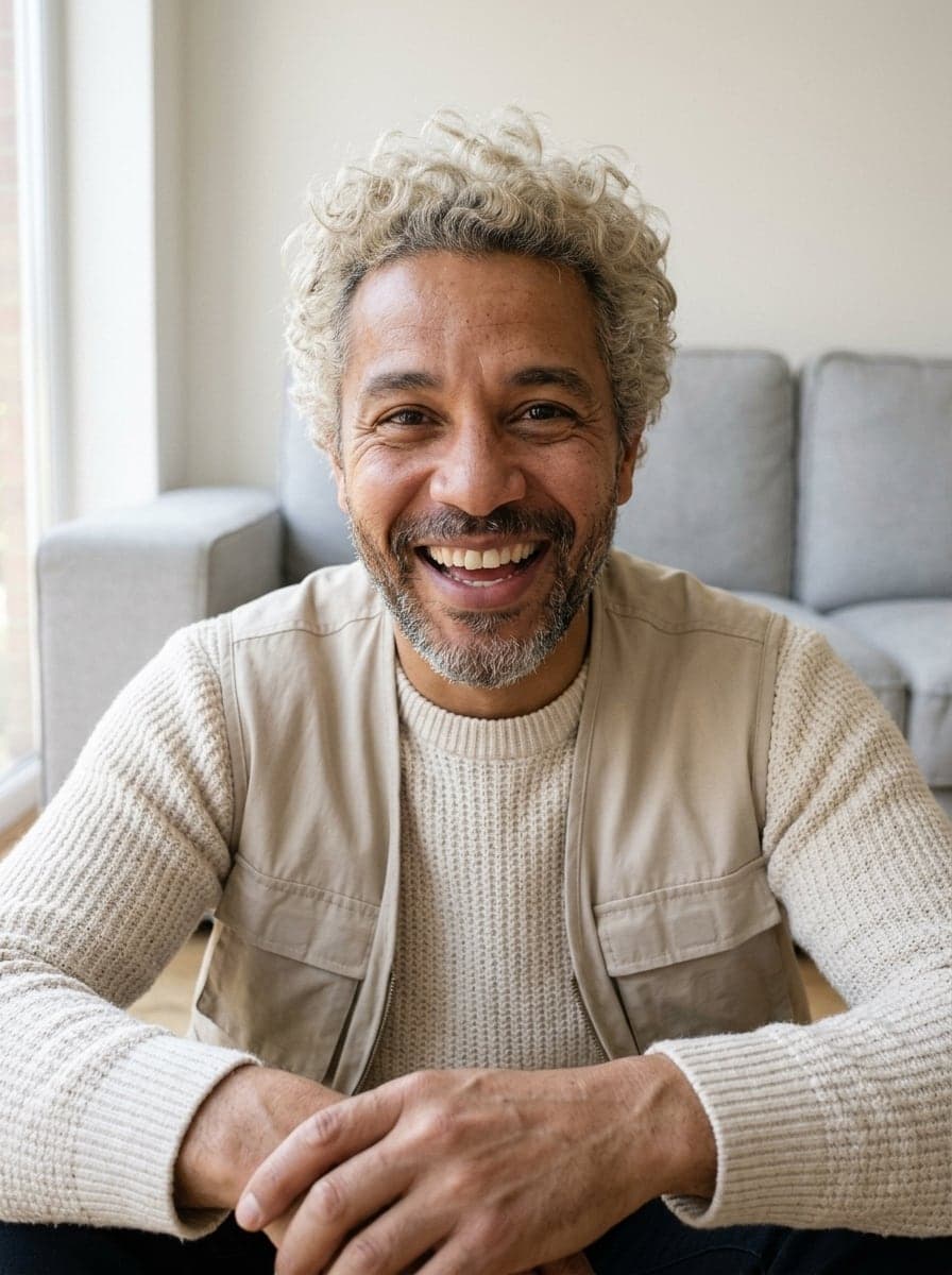 White dog as a man
