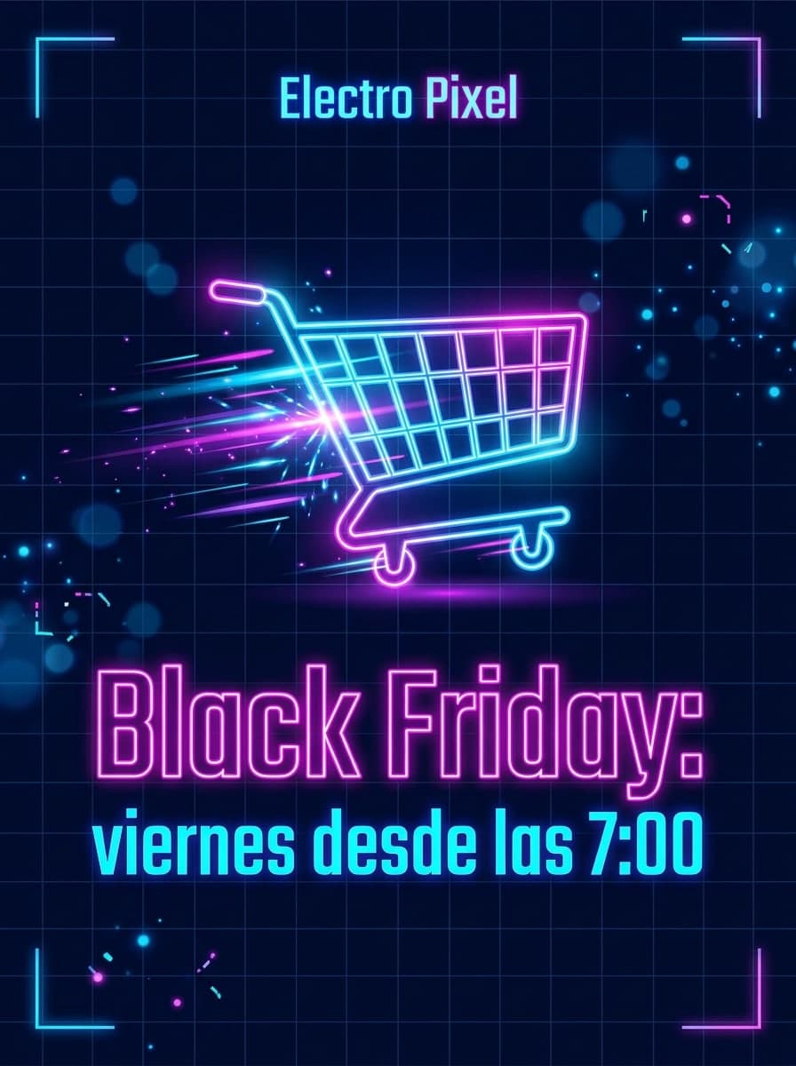 Neón digital: «Electro Pixel» · «Black Friday: viernes desde las 7:00»