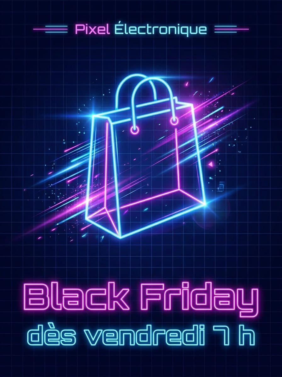 Néon numérique: « Pixel Électronique » · « Black Friday dès vendredi 7 h »