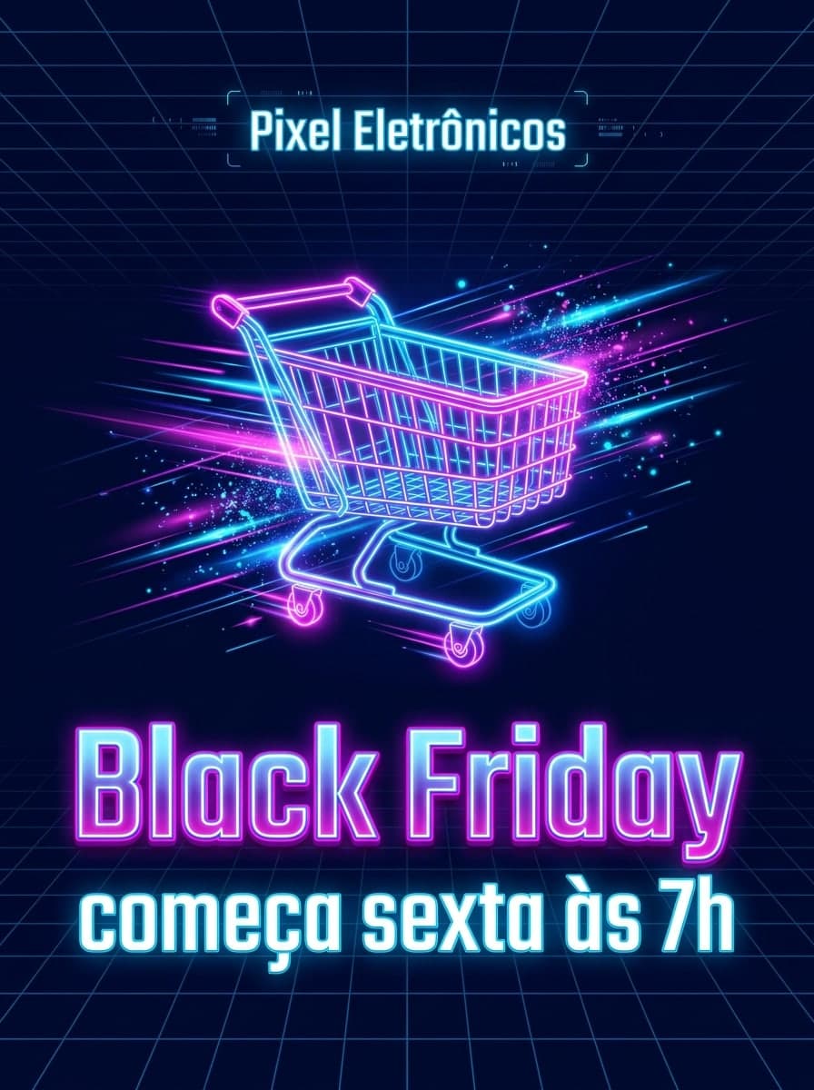 Neon digital: “Pixel Eletrônicos” · “Black Friday começa sexta às 7h”