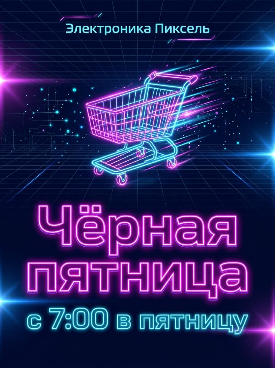 Неоновый digital: “Электроника Пиксель” · “Чёрная пятница с 7:00 в пятницу”