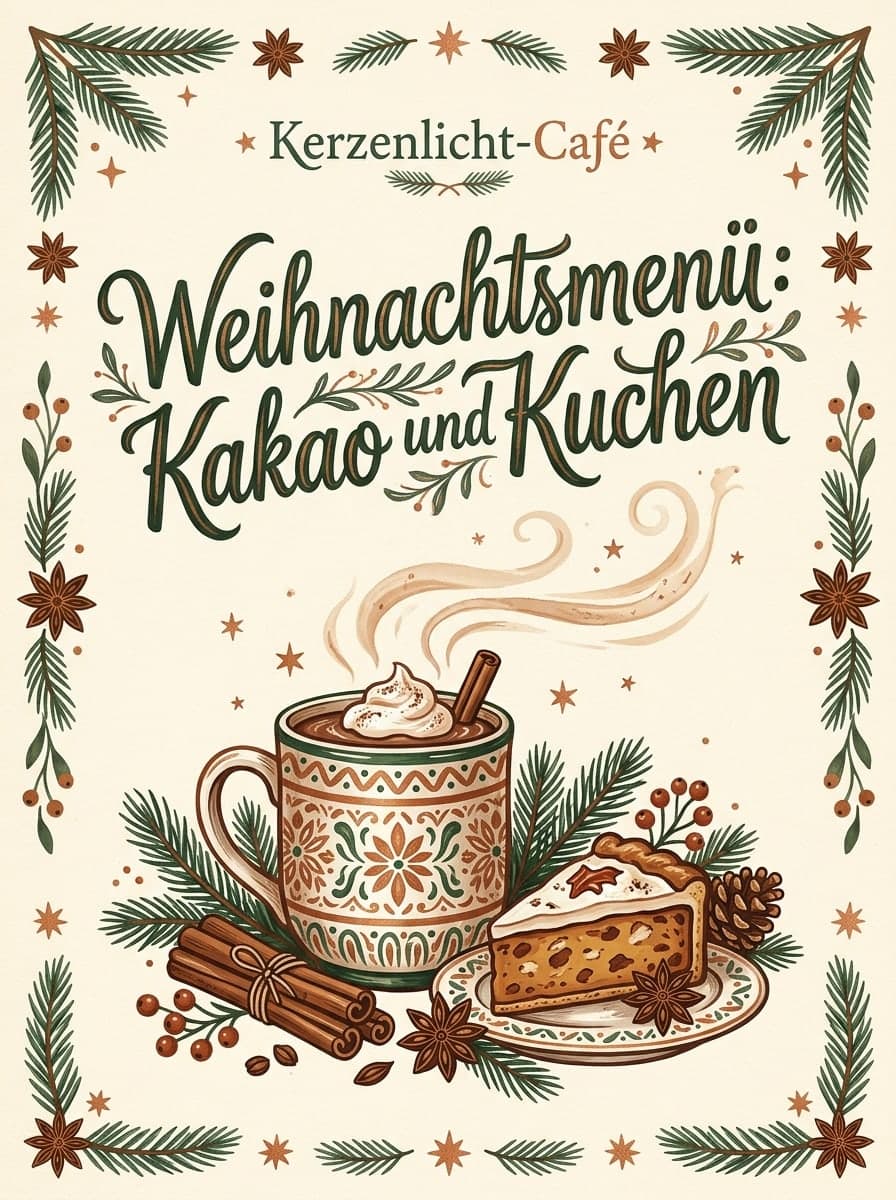 Café-Special: „Kerzenlicht-Café“ · „Weihnachtsmenü: Kakao und Kuchen“