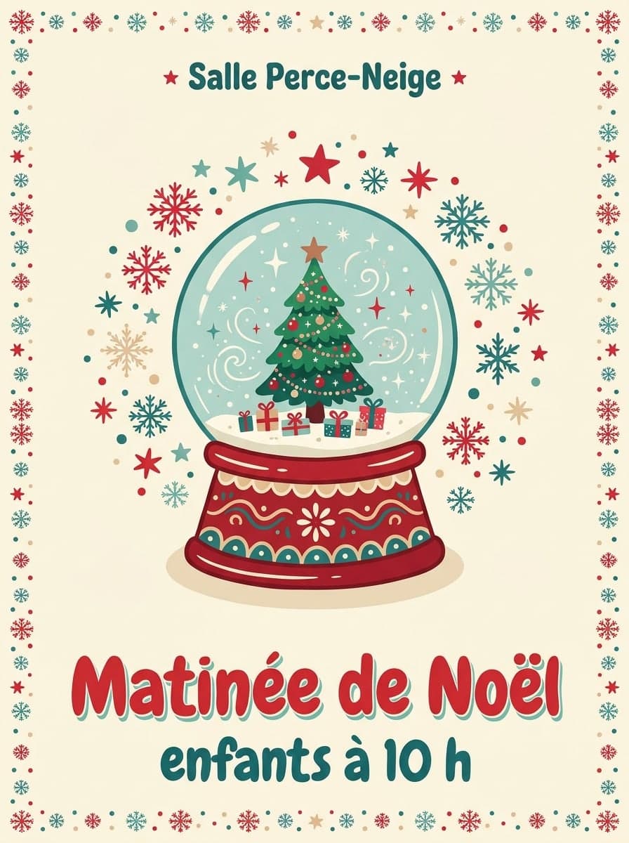 Fête de Noël pour enfants: « Salle Perce-Neige » · « Matinée de Noël enfants à 10 h »