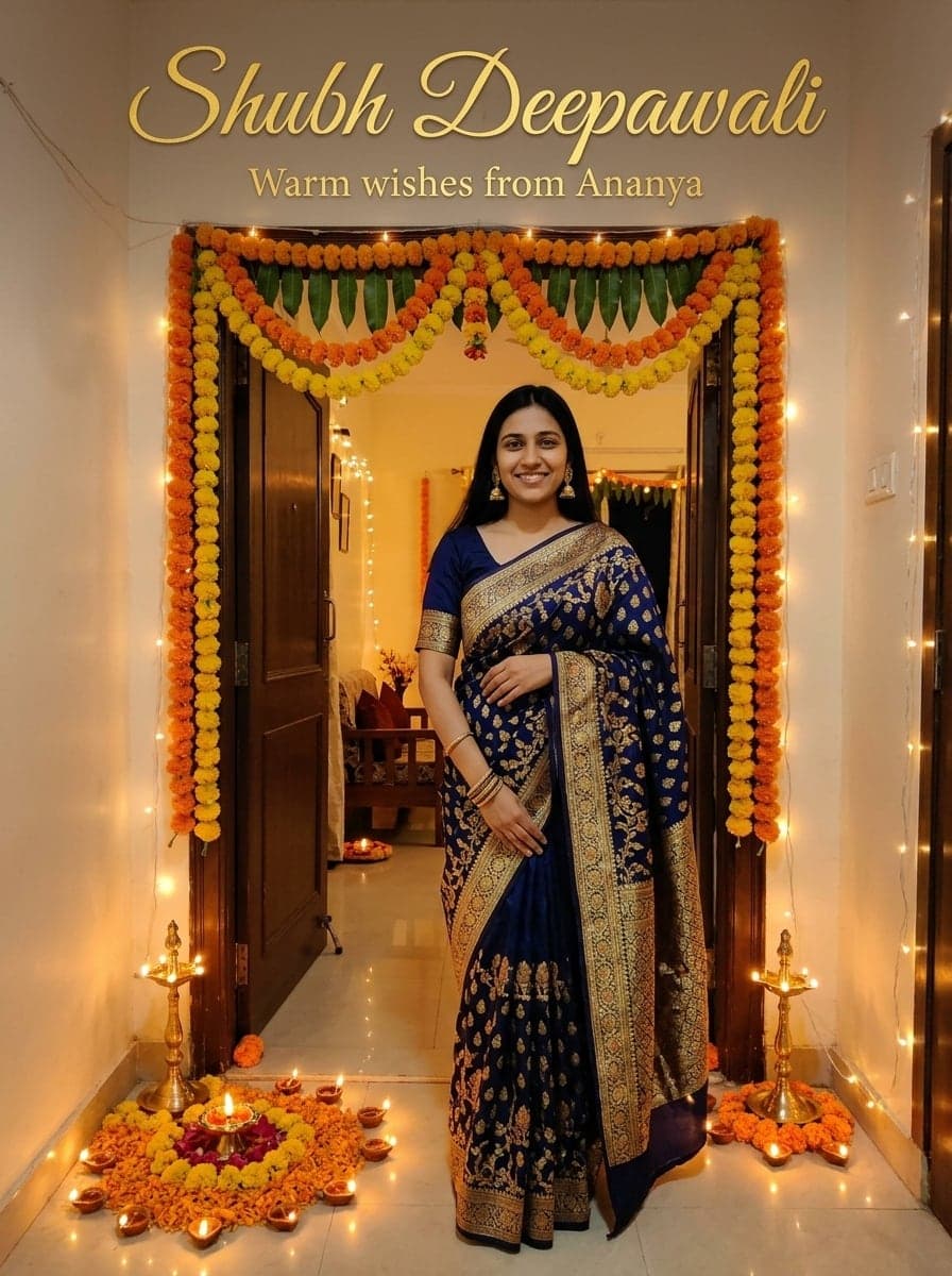 Shubh Deepawali at a marigold doorway
