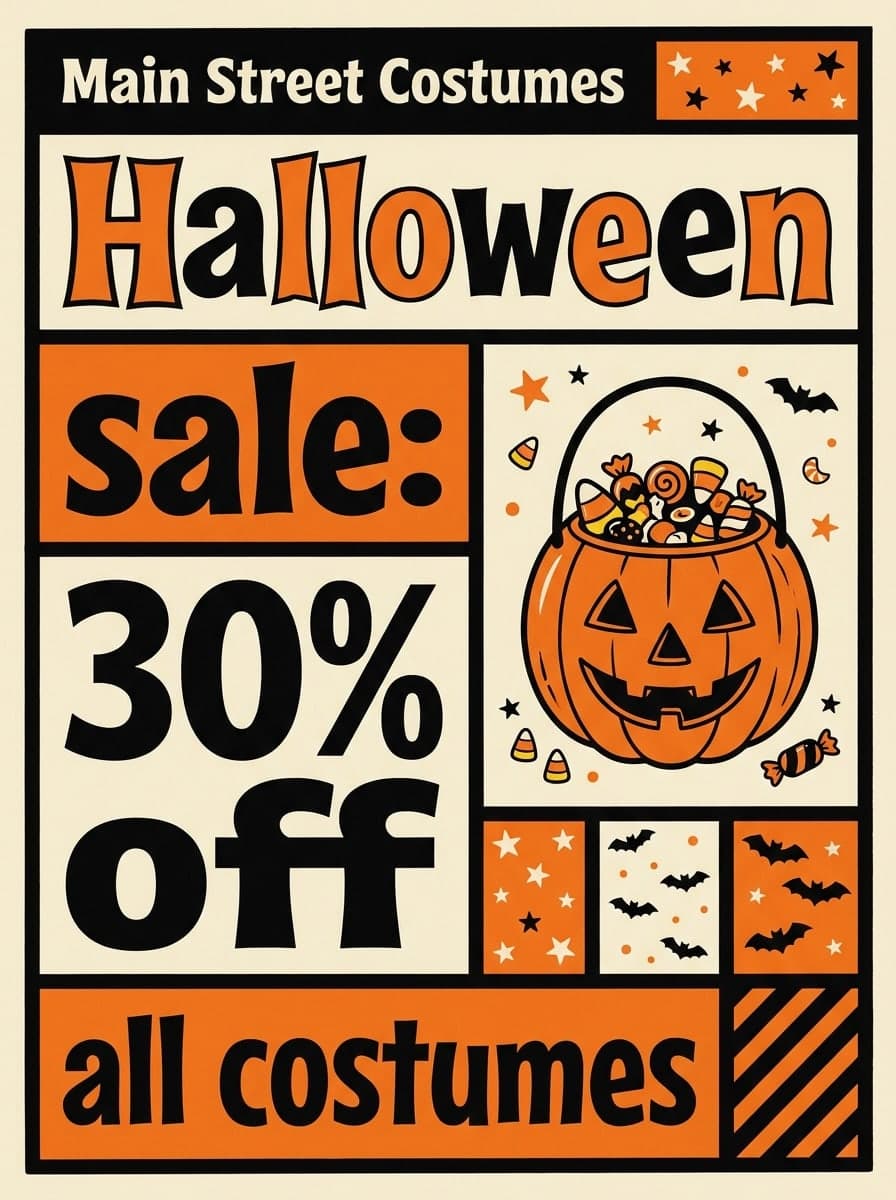 Halloween sale: “Main Street Costumes” · “Halloween sale: 30% off all costumes”