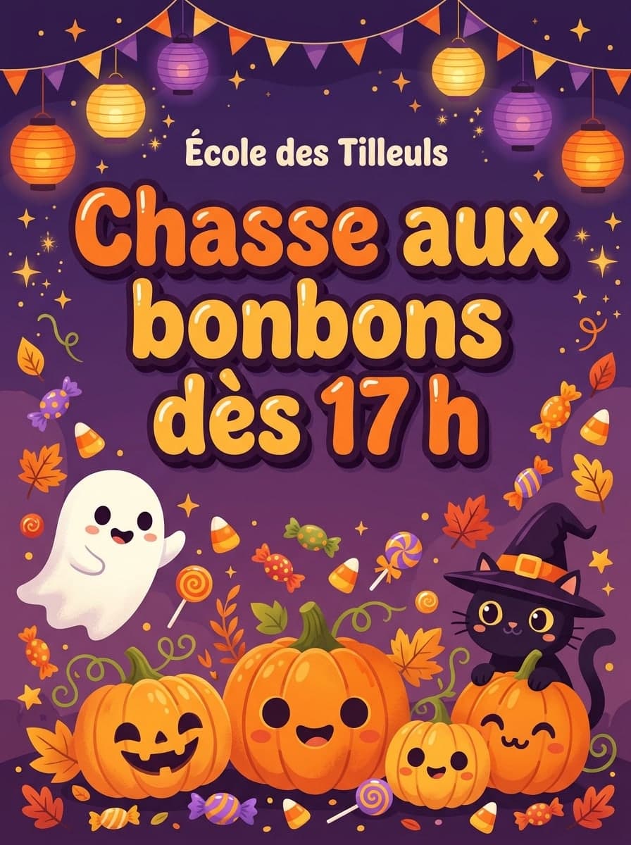 Des bonbons ou un sort: « École des Tilleuls » · « Chasse aux bonbons dès 17 h »