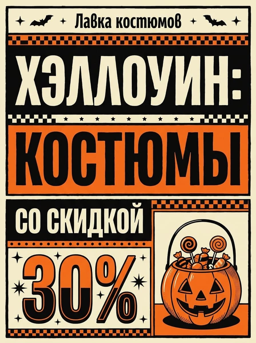 Распродажа к Хэллоуину: “Лавка костюмов” · “Хэллоуин: костюмы со скидкой 30%”
