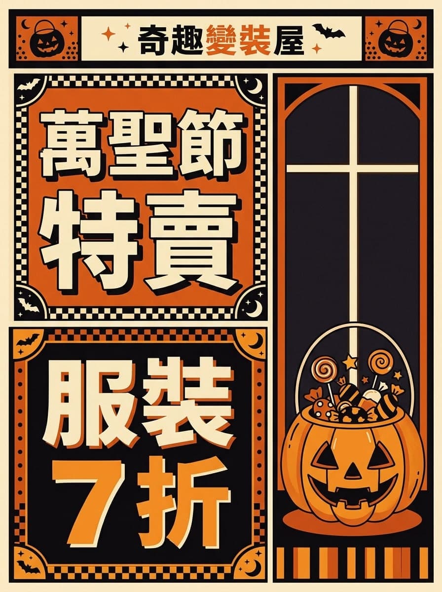 萬聖節特賣: “奇趣變裝屋” · “萬聖節特賣 服裝7折”
