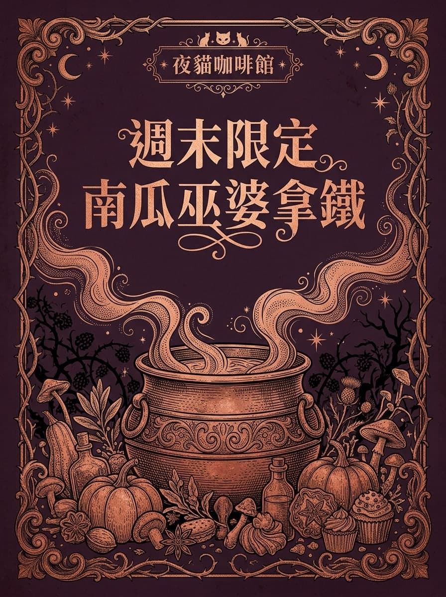 萬聖限定特餐: “夜貓咖啡館” · “週末限定 南瓜巫婆拿鐵”