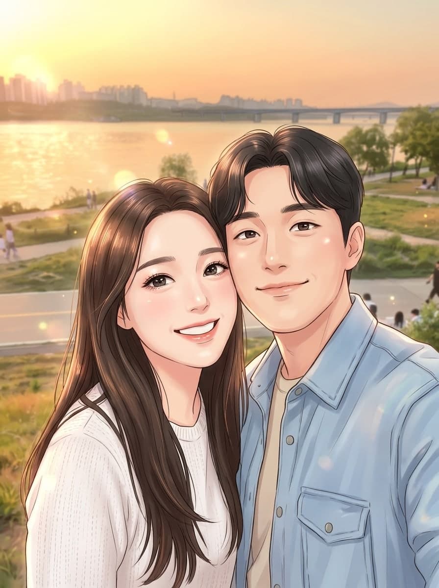 Couple au bord du fleuve en manhwa